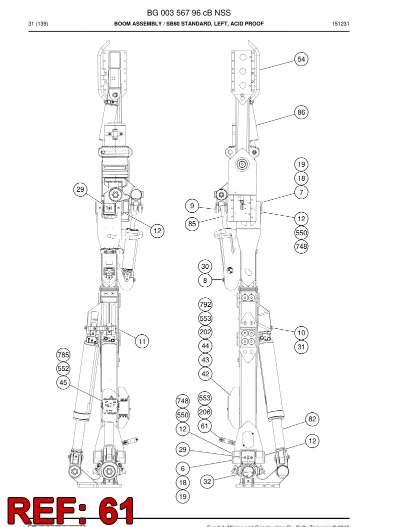 16452898a 164 528 98a Support, Hose - Sandvik Technical Drawing