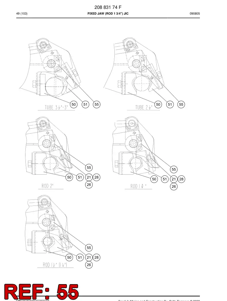 16456138 164 561 38 GUIDE PLATE, ROD 2'' - Sandvik Technical Drawing