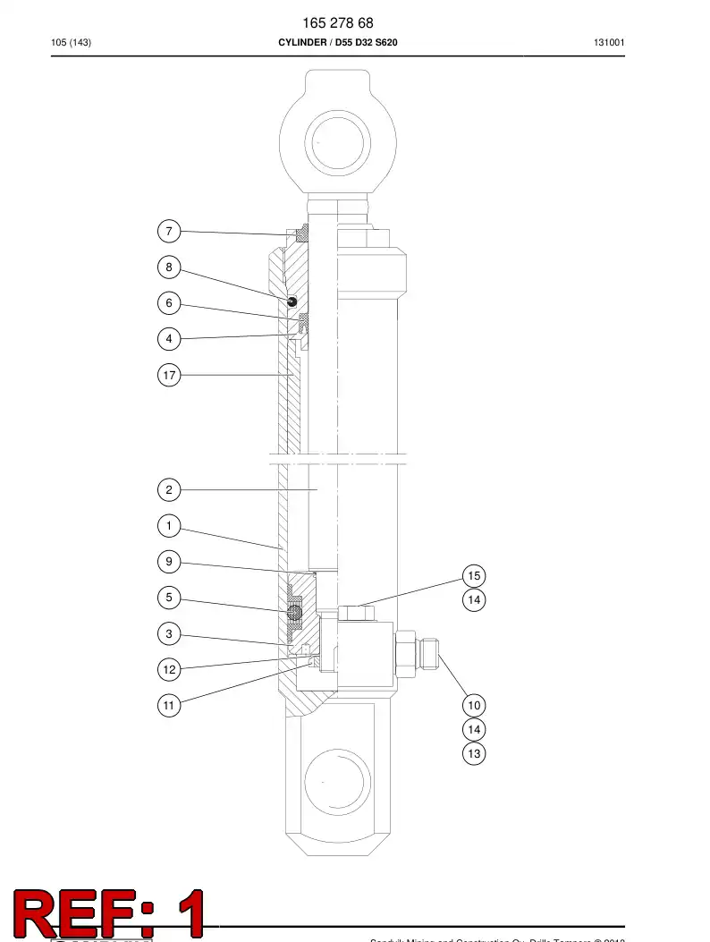 16527458 165 274 58 Tube, Cylinder - Sandvik Technical Drawing