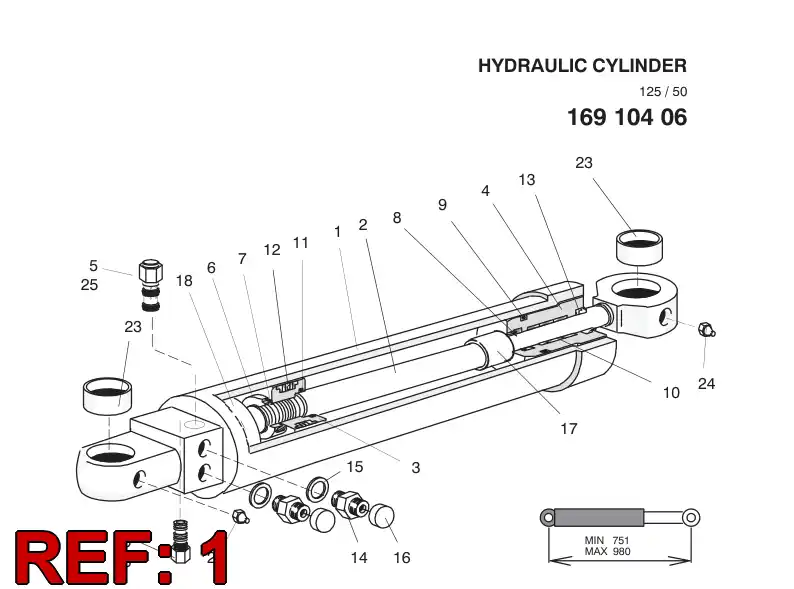16534328 165 343 28 CYLINDER TUBE ASSY - Sandvik Technical Drawing