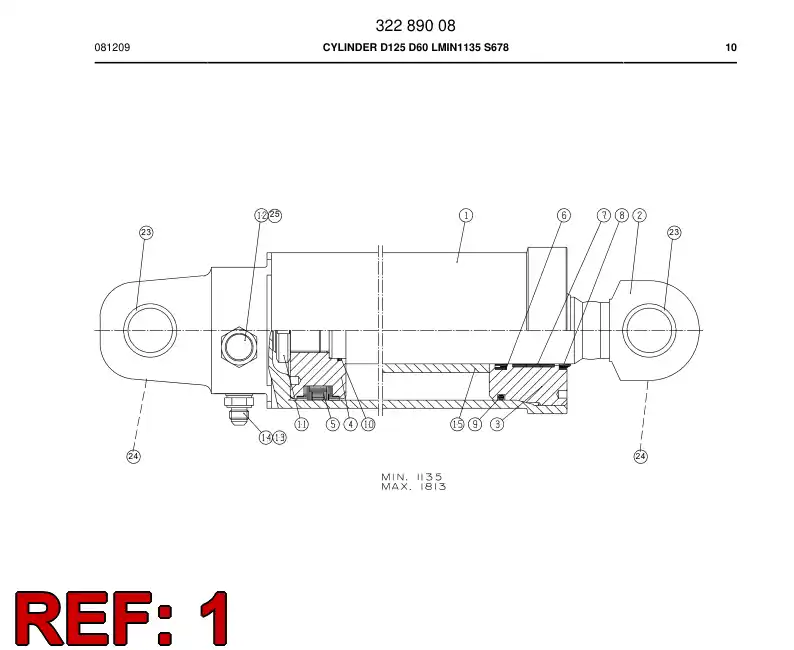 16534588 165 345 88 CYLINDER TUBE - Sandvik Technical Drawing
