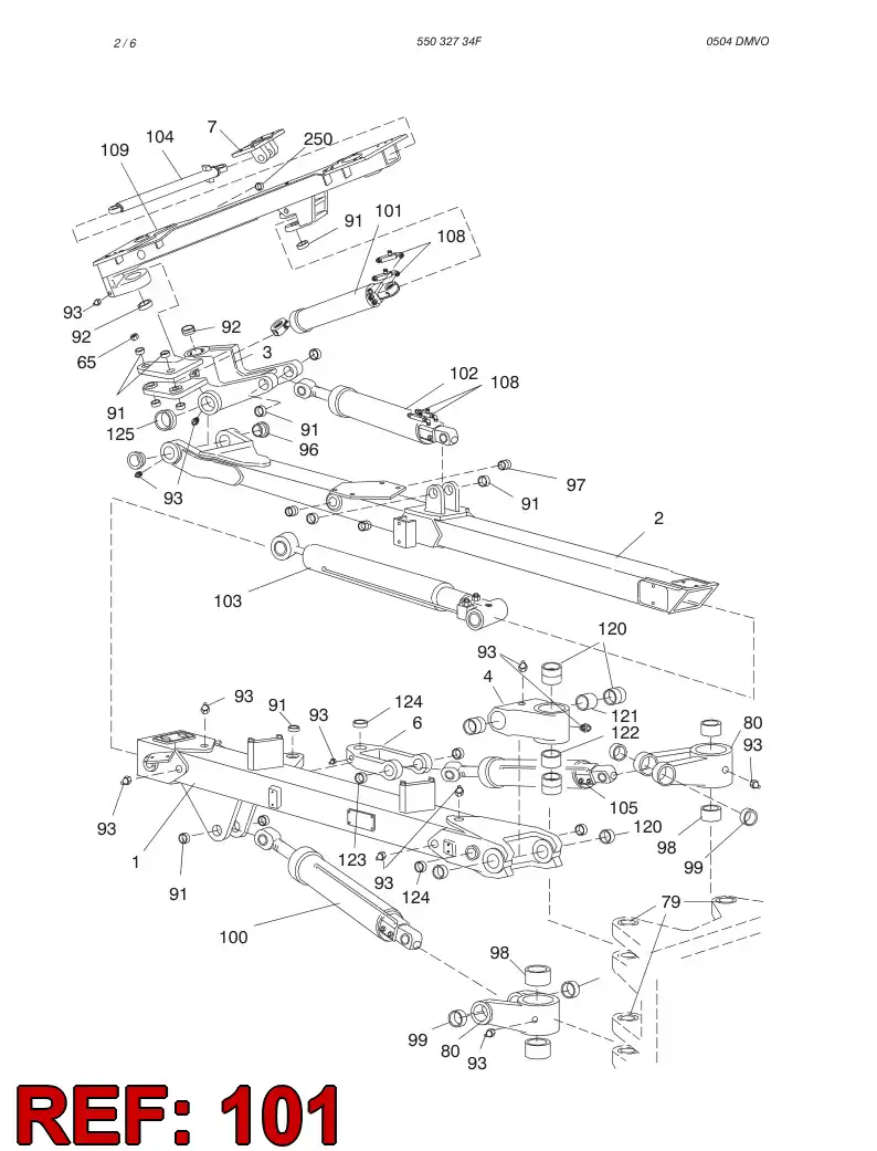16534863 165 348 63 FEED SWING CYLINDER ASSY - Sandvik Technical Drawing