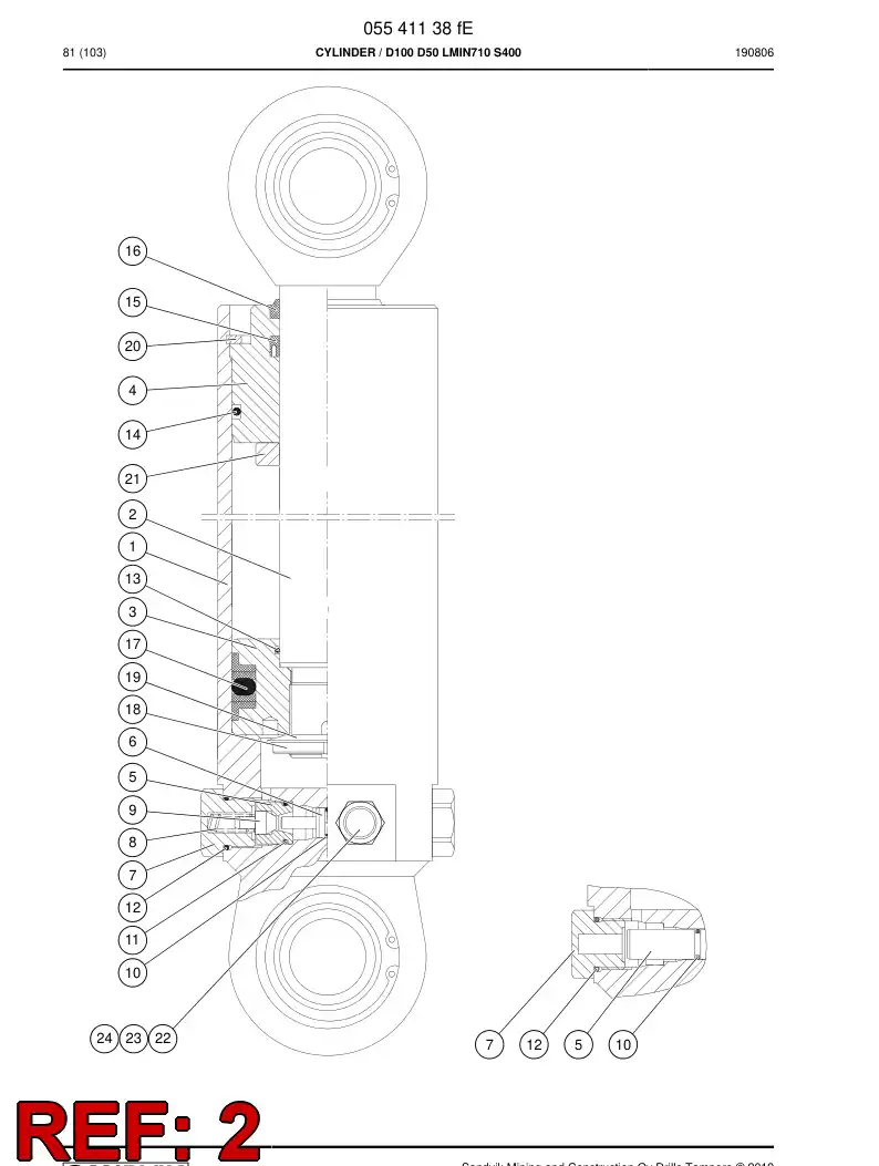 16536198 165 361 98 Rod, PISTON - Sandvik Technical Drawing