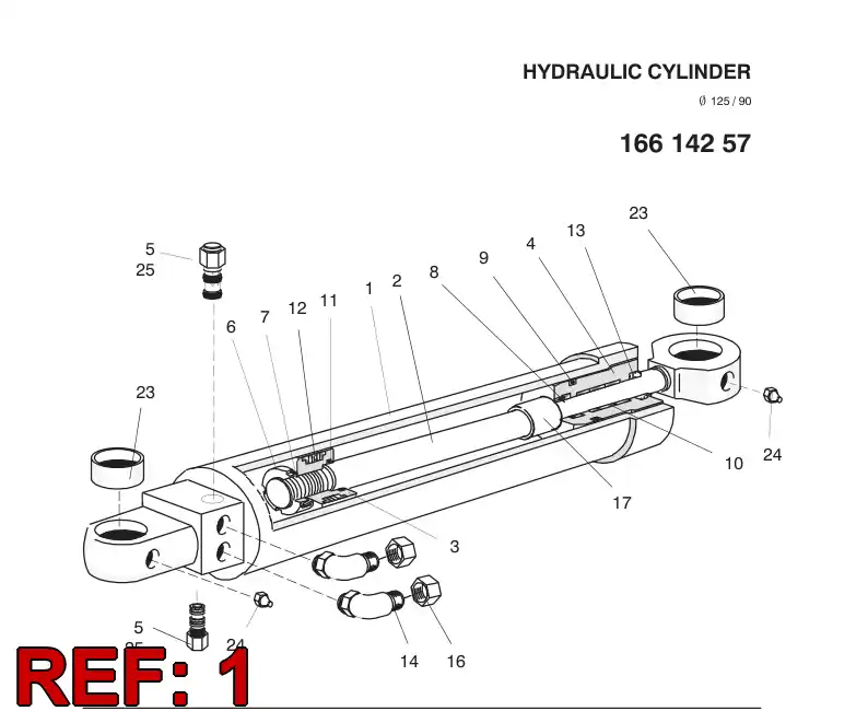 16614388 166 143 88 CYLINDER PIPE - Sandvik Technical Drawing