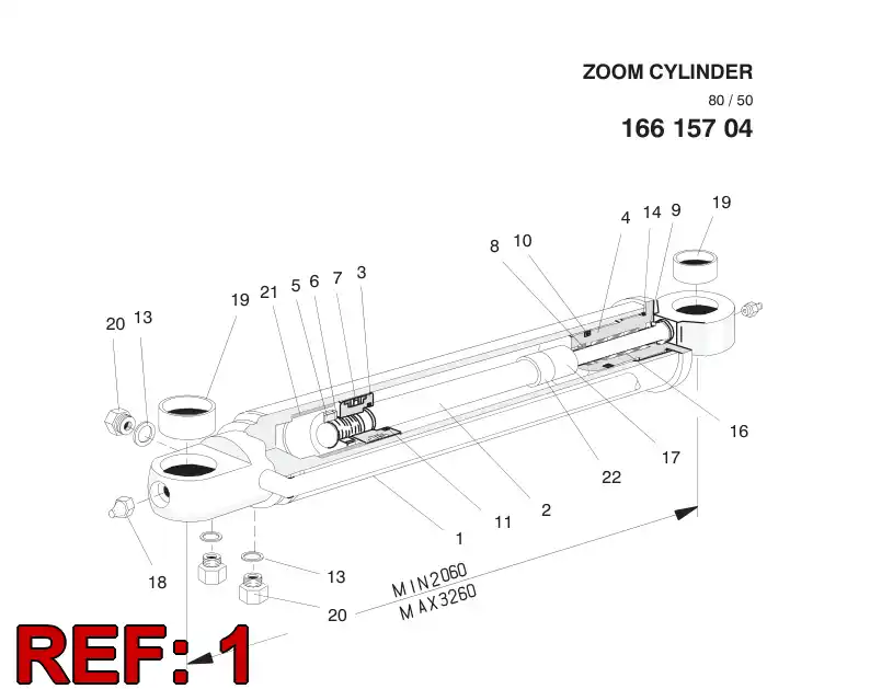 16615548 166 155 48 CYLINDER TUBE - Sandvik Technical Drawing
