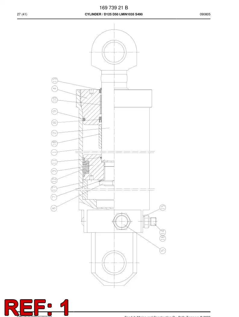 16625728 166 257 28 CYLINDER TUBE - Sandvik Technical Drawing