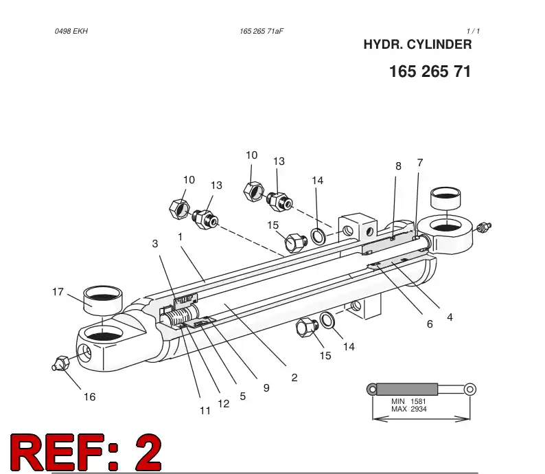 16628198 166 281 98 PISTON ROD - Sandvik Technical Drawing