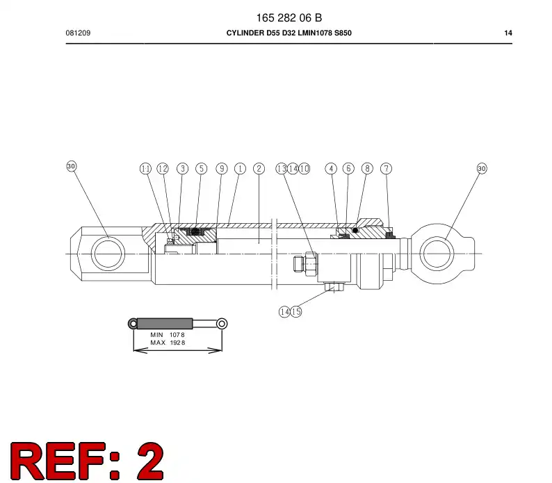 16630688 166 306 88 PISTON ROD - Sandvik Technical Drawing