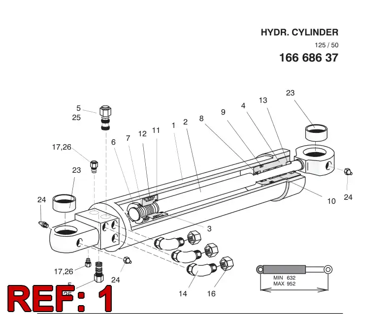 16668768 166 687 68 CYLINDER TUBE - Sandvik Technical Drawing