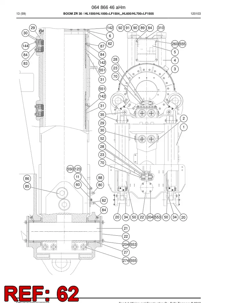 16861438 168 614 38 Gasket - Sandvik Technical Drawing