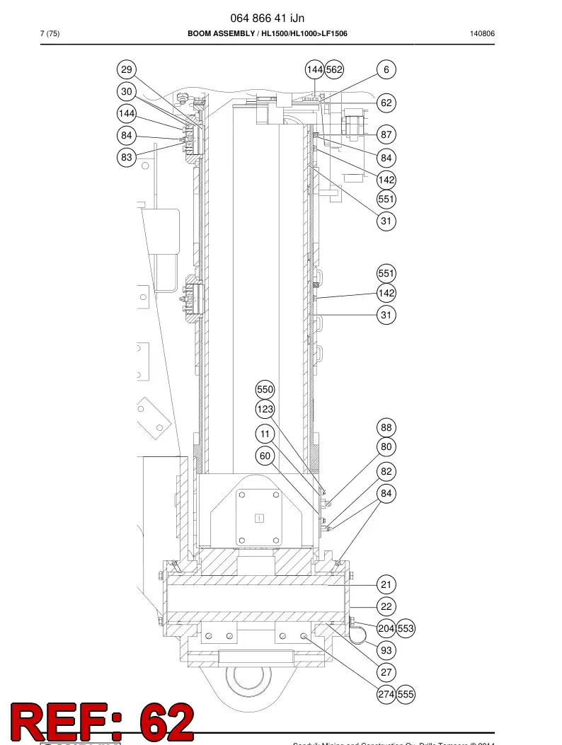 16861438a 168 614 38a Gasket - Sandvik Technical Drawing