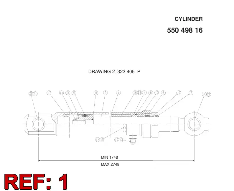 16960438 169 604 38 CYLINDER TUBE ASSY - Sandvik Technical Drawing