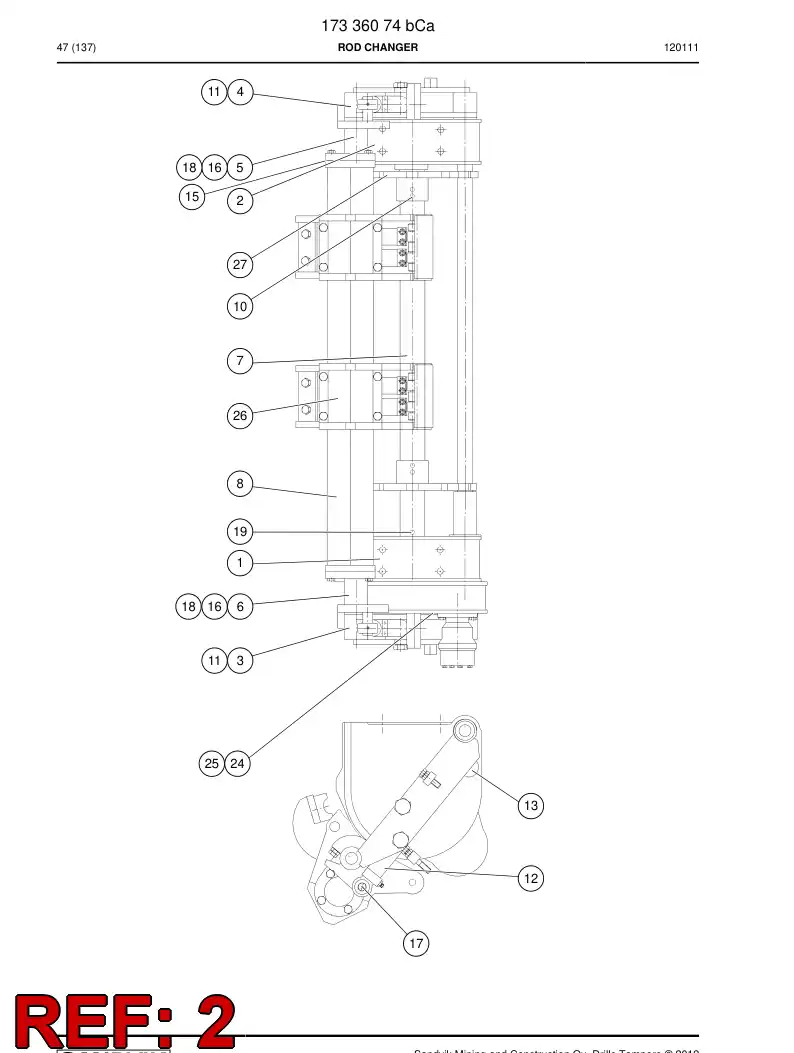 17347398 173 473 98 FRONT FRAME ASSY - Sandvik Technical Drawing