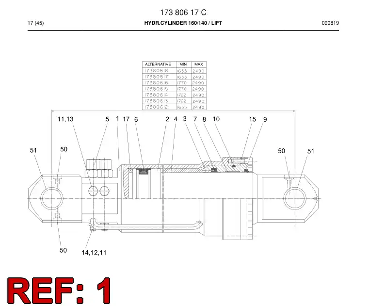 17384658 173 846 58 CYLINDER TUBE - Sandvik Technical Drawing