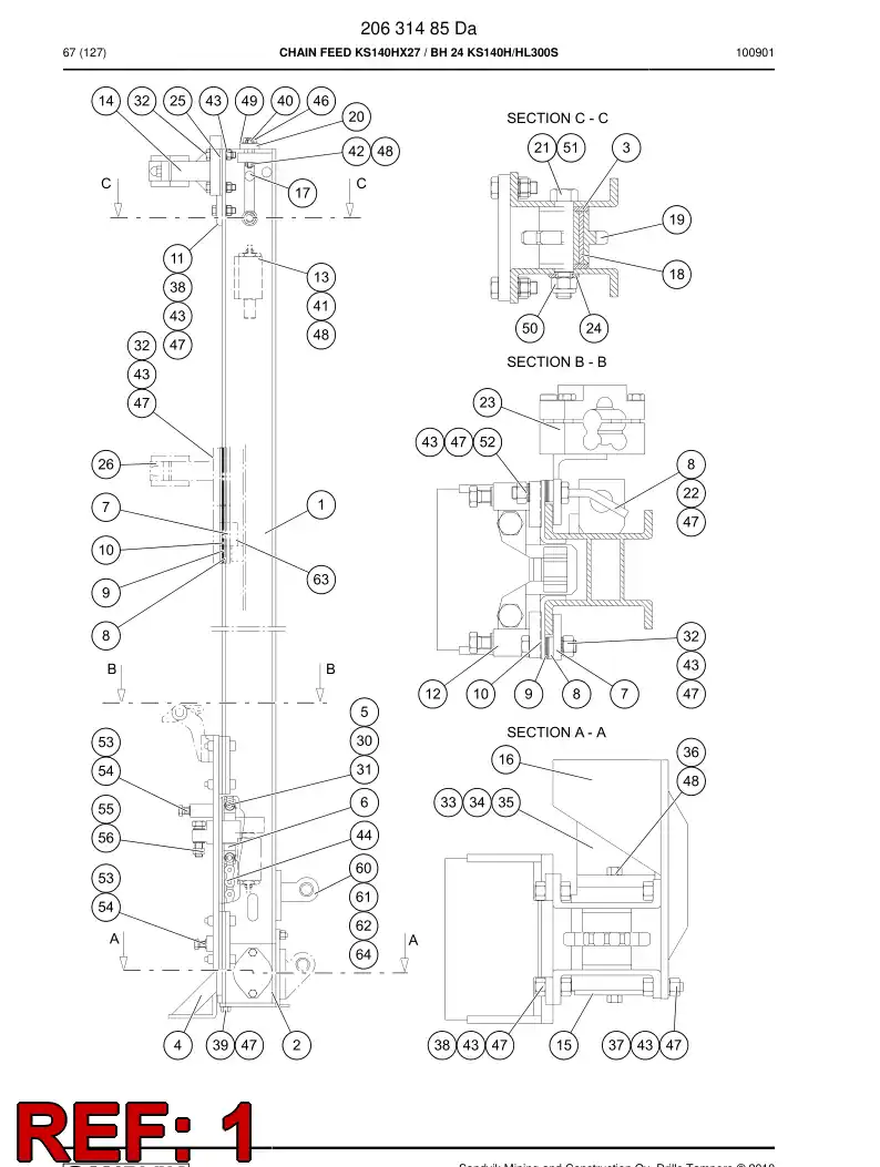 17633765 176 337 65 RAILS - Sandvik Technical Drawing