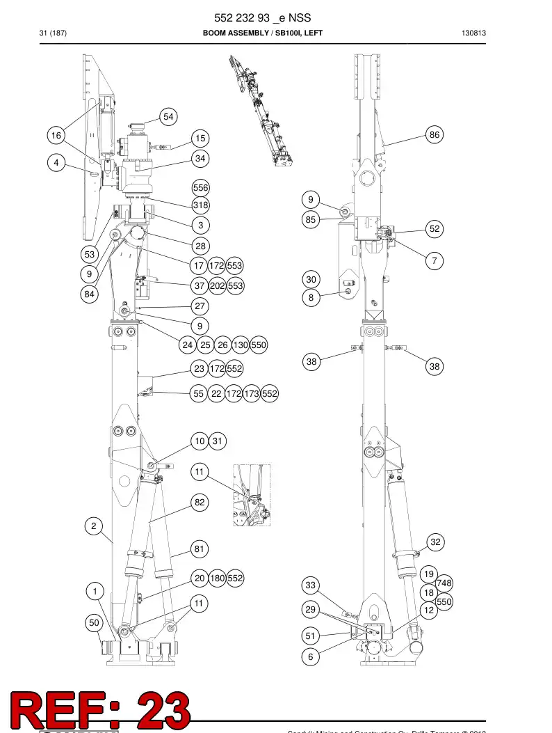 17637708a 176 377 08a COVER FOR LENGTH SENSOR(BEVER) - Sandvik Technical Drawing