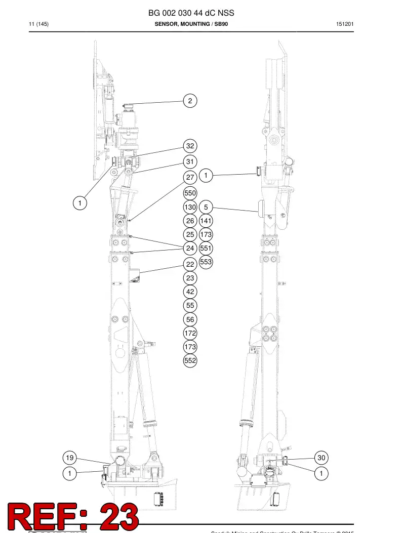 17637708b 176 377 08b COVER FOR LENGTH SENSOR(BEVER) - Sandvik Technical Drawing