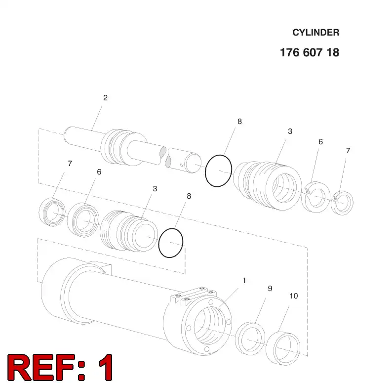 17660698 176 606 98 CYLINDER - Sandvik Technical Drawing