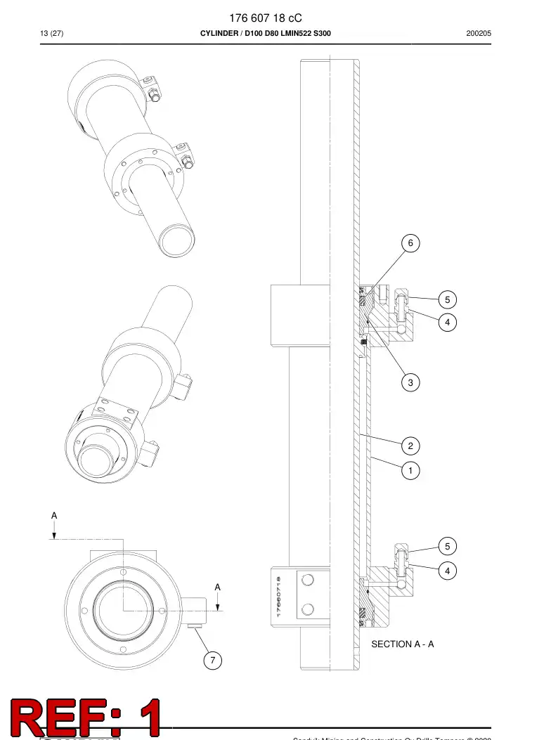 17660698b 176 606 98b Cylinder - Sandvik Technical Drawing