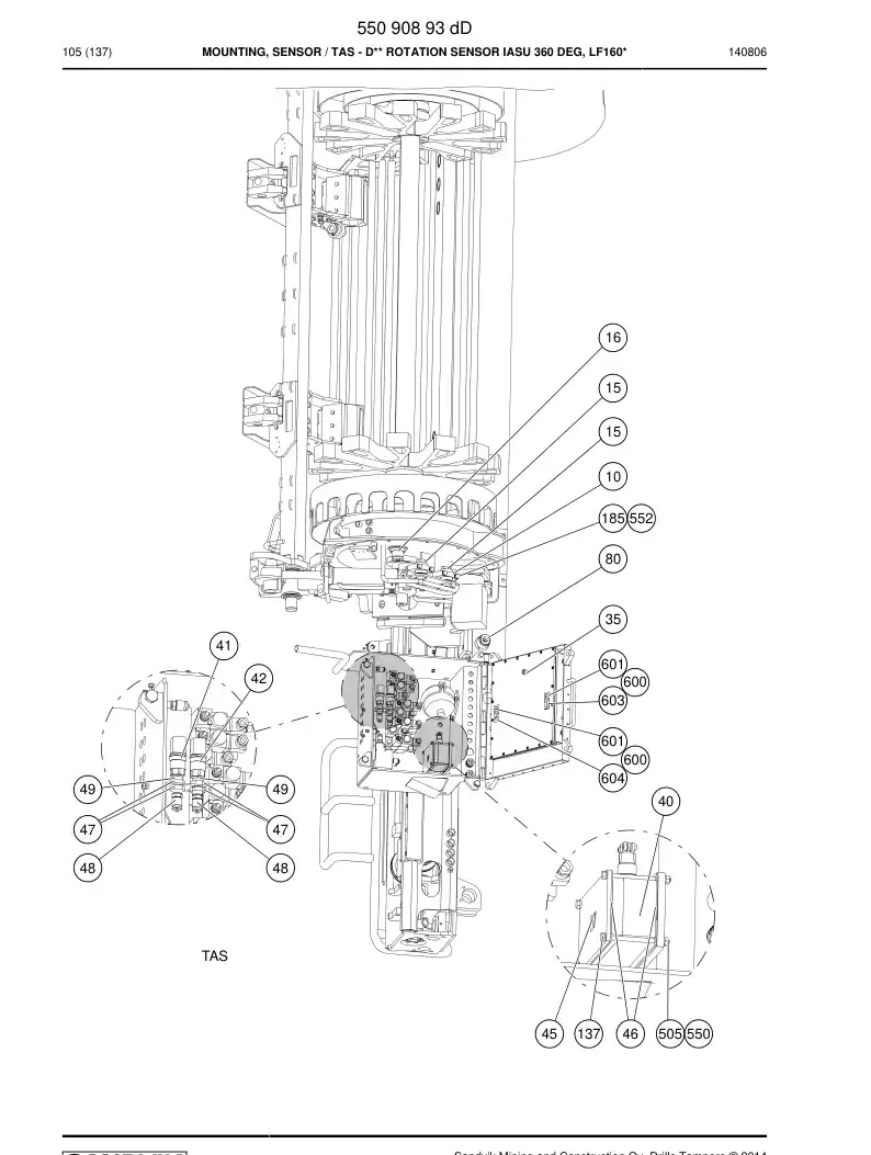 17732638 177 326 38 INCLINATION ANGLE SENSOR UNIT - Sandvik Technical Drawing