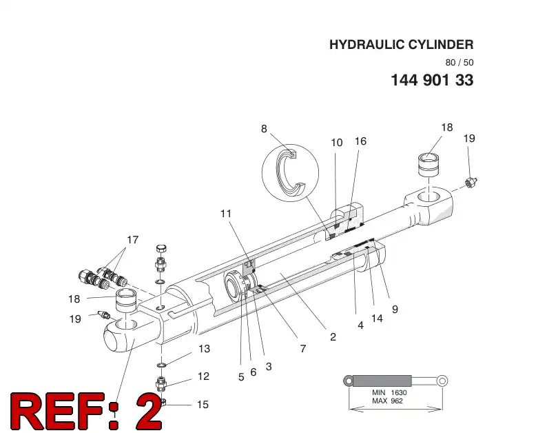 18480408 184 804 08 PISTON ROD - Sandvik Technical Drawing
