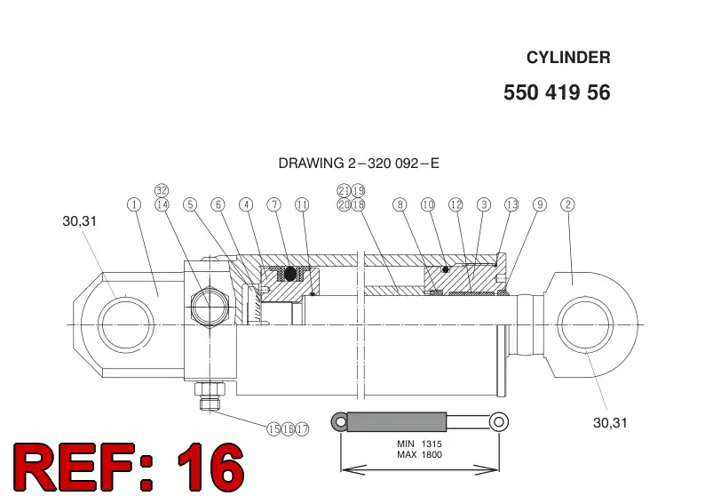 20535001 205 350 01 Limit bushing - Sandvik Technical Drawing
