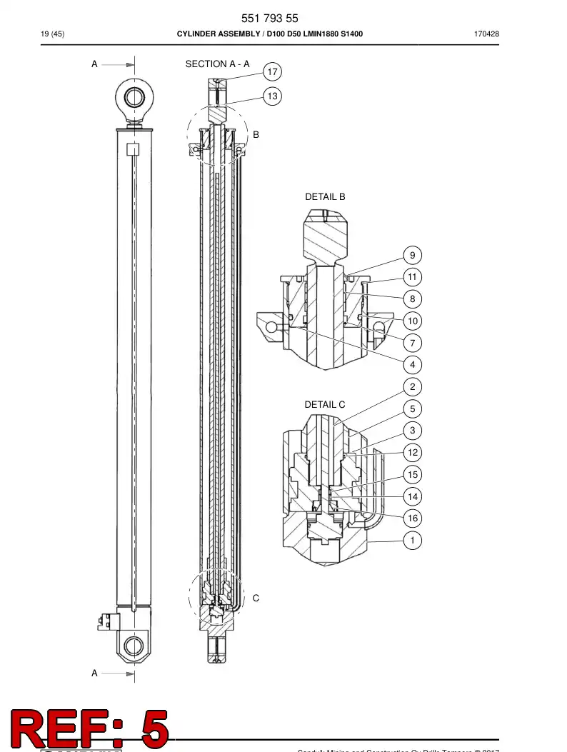 20535005 205 350 05 Limit bushing - Sandvik Technical Drawing