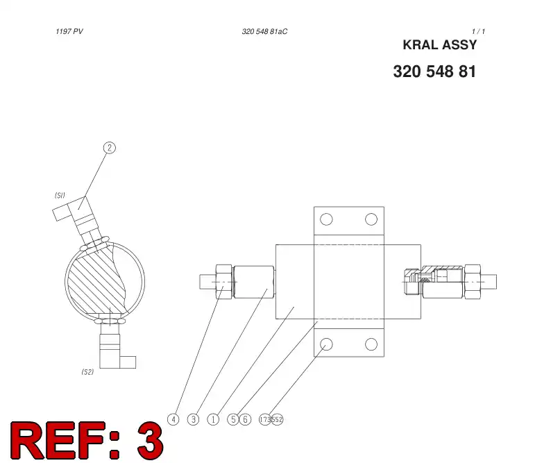 20633528 206 335 28 FILTER ADAPTER R 3/4'' ASSY - Sandvik Technical Drawing