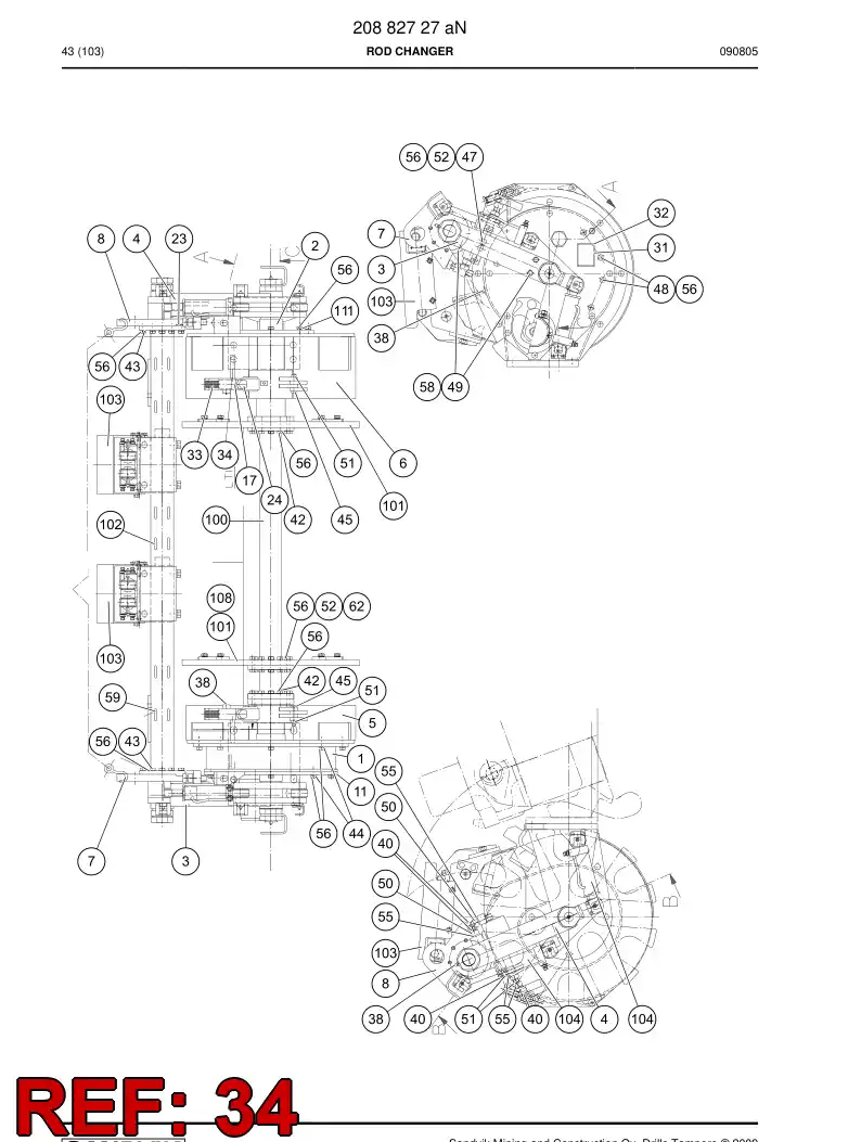 20678208 206 782 08 LOCKING LEVER - Sandvik Technical Drawing