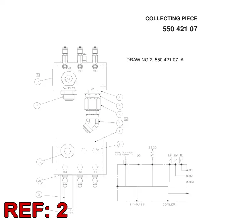 20694628 206 946 28 Adapter (hydraulic) - Sandvik Technical Drawing