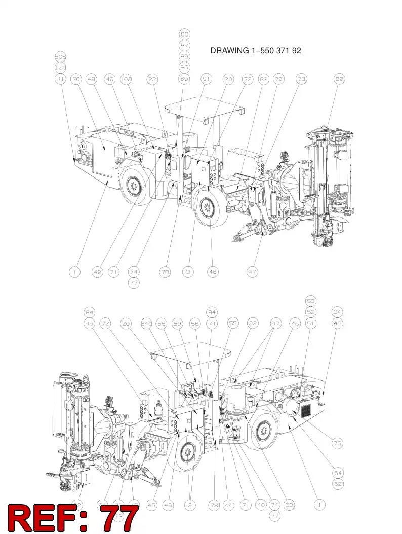 20729978 207 299 78 WARNING ''CRUSHING HAZARD'' - Sandvik Technical Drawing