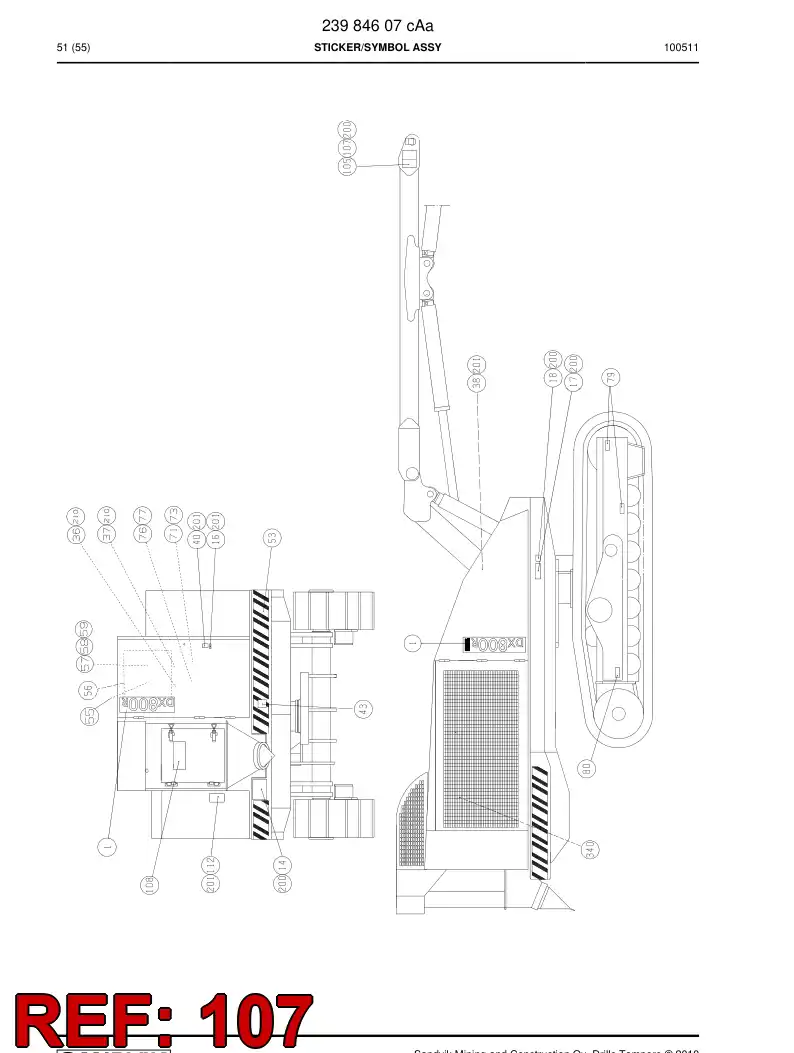 20733008 207 330 08 WARNING ''DANGER AREA DRILLING'' - Sandvik Technical Drawing