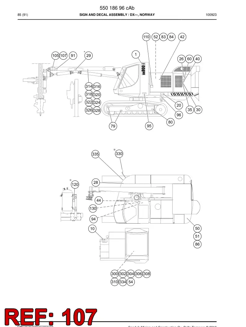 20733668 207 336 68 WARNING ''DANGER AREA DRILLING'' - Sandvik Technical Drawing