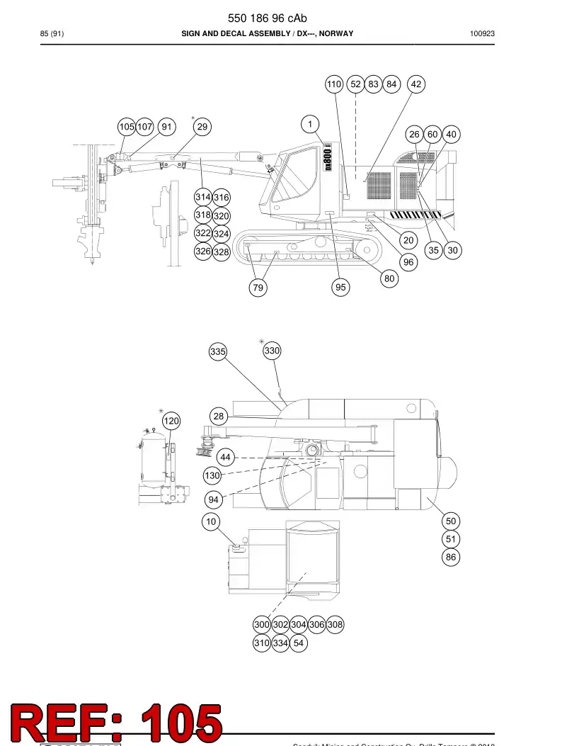 20734678 207 346 78 WARNING ''BOOM'' - Sandvik Technical Drawing