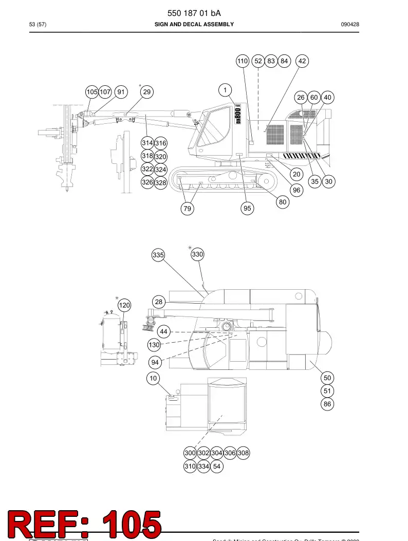 20734708 207 347 08 WARNING ''BOOM'' - Sandvik Technical Drawing