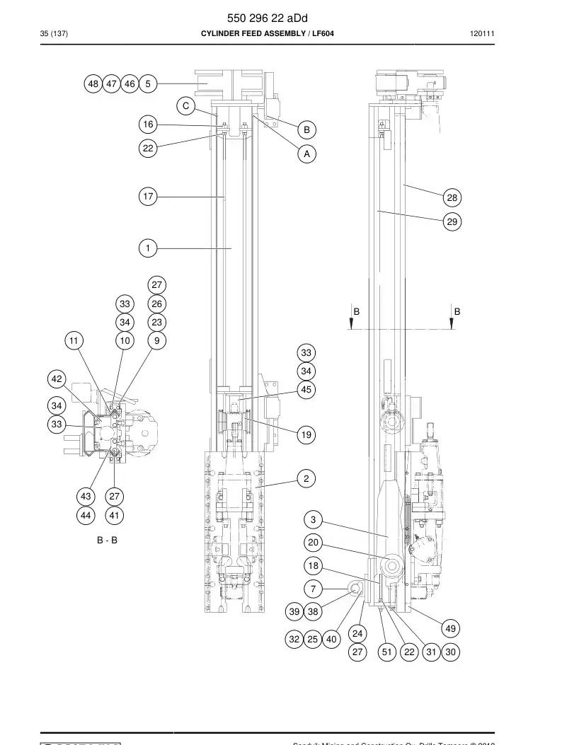 20894498 208 944 98 Slide rail - Sandvik Technical Drawing