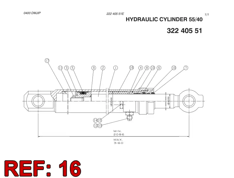 20968041 209 680 41 LIMIT BUSHING D55 L=213 - Sandvik Technical Drawing