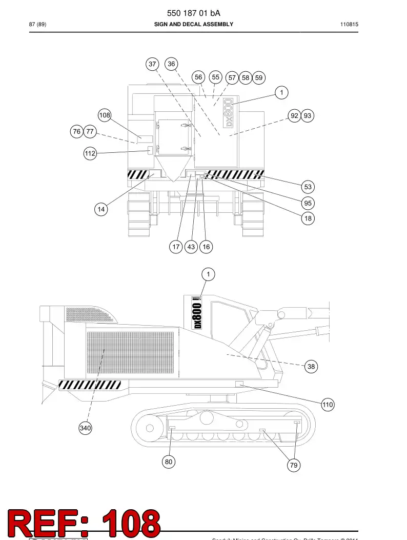 23224701c 232 247 01c Warning decal - Sandvik Technical Drawing