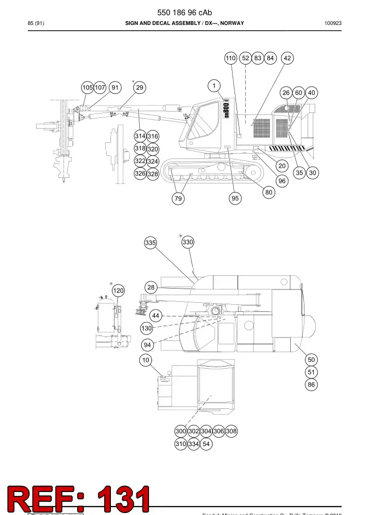 23303064b 233 030 64b Caution board set - Sandvik Technical Drawing