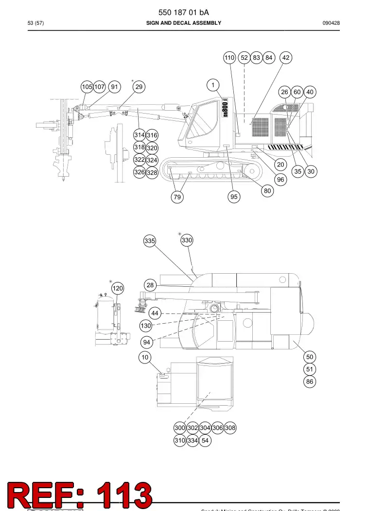 23303218 233 032 18 Sign - Sandvik Technical Drawing