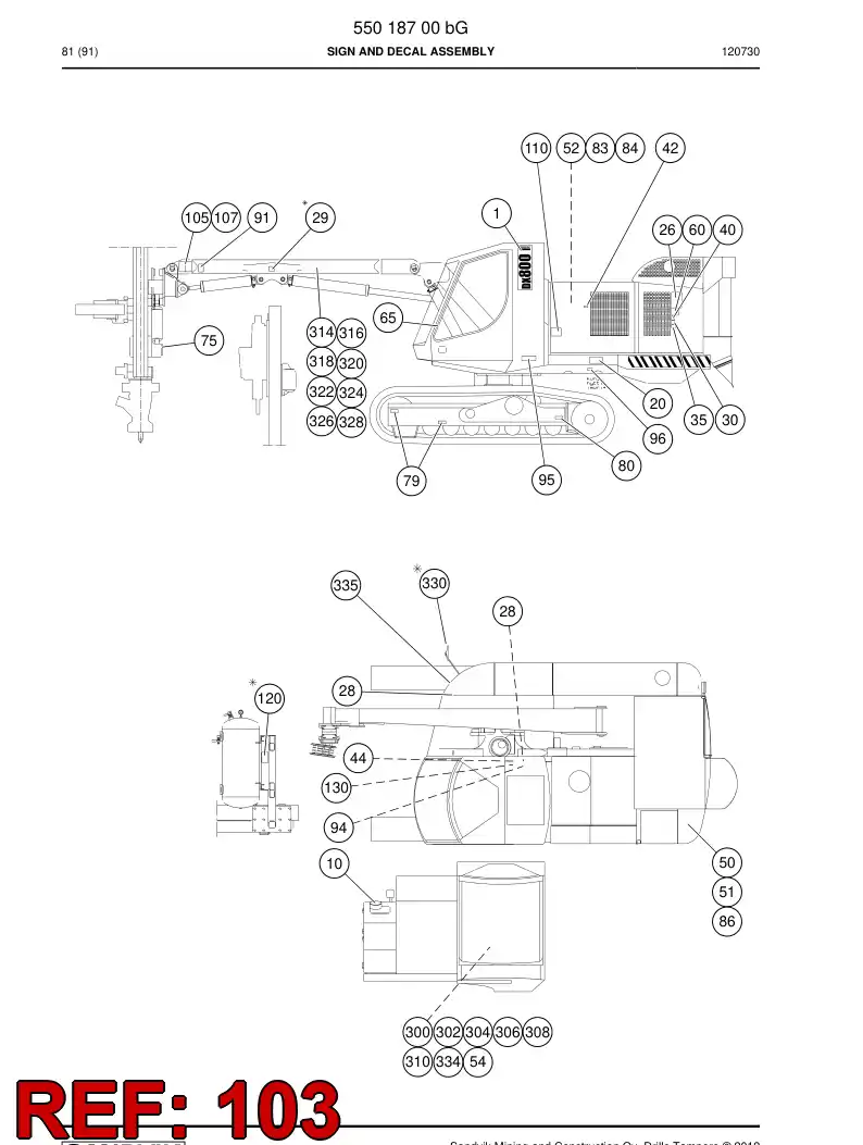 23303881a 233 038 81a Sign - Sandvik Technical Drawing
