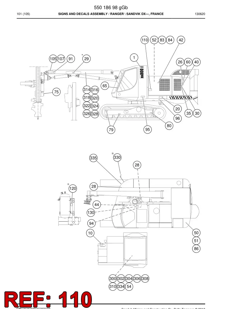 23304072 233 040 72 STICKER/PLATE - Sandvik Technical Drawing