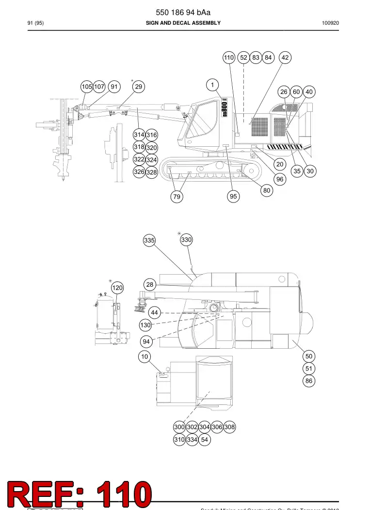 23304076 233 040 76 STICKER/PLATE - Sandvik Technical Drawing
