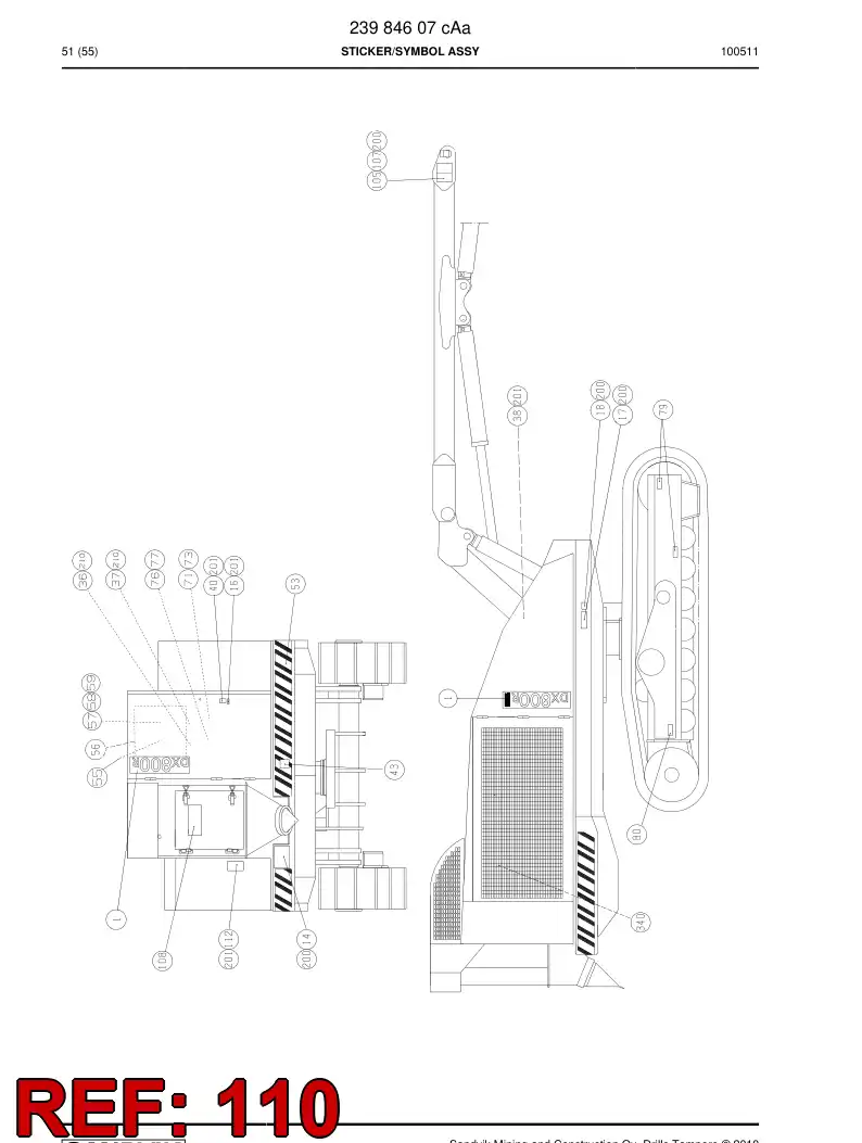 23304077 233 040 77 STICKER/PLATE - Sandvik Technical Drawing