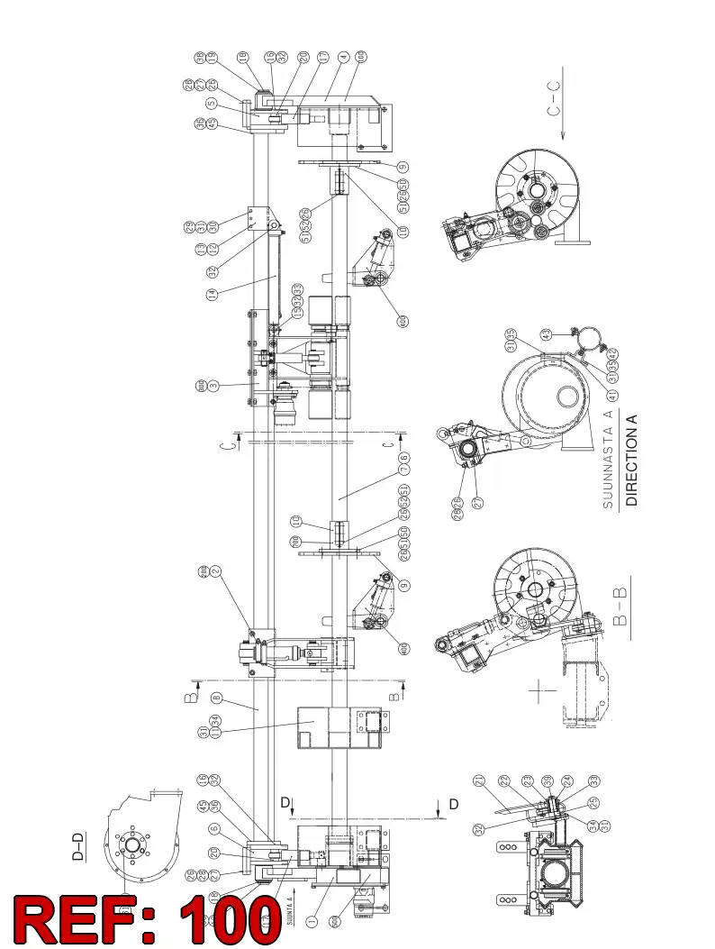 23325168 233 251 68 RC FRONT FRAME PARTS - Sandvik Technical Drawing