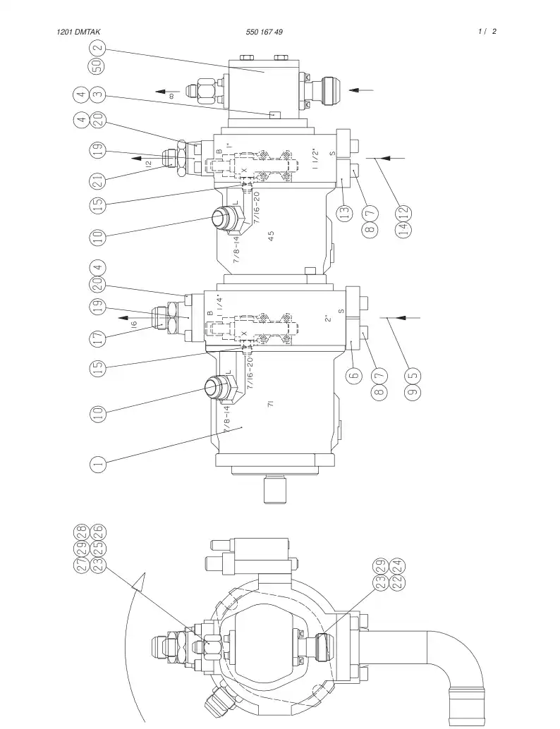 23463608cA 234 636 08cA HYDRAULIC WINCH ASSY - Sandvik Technical Drawing