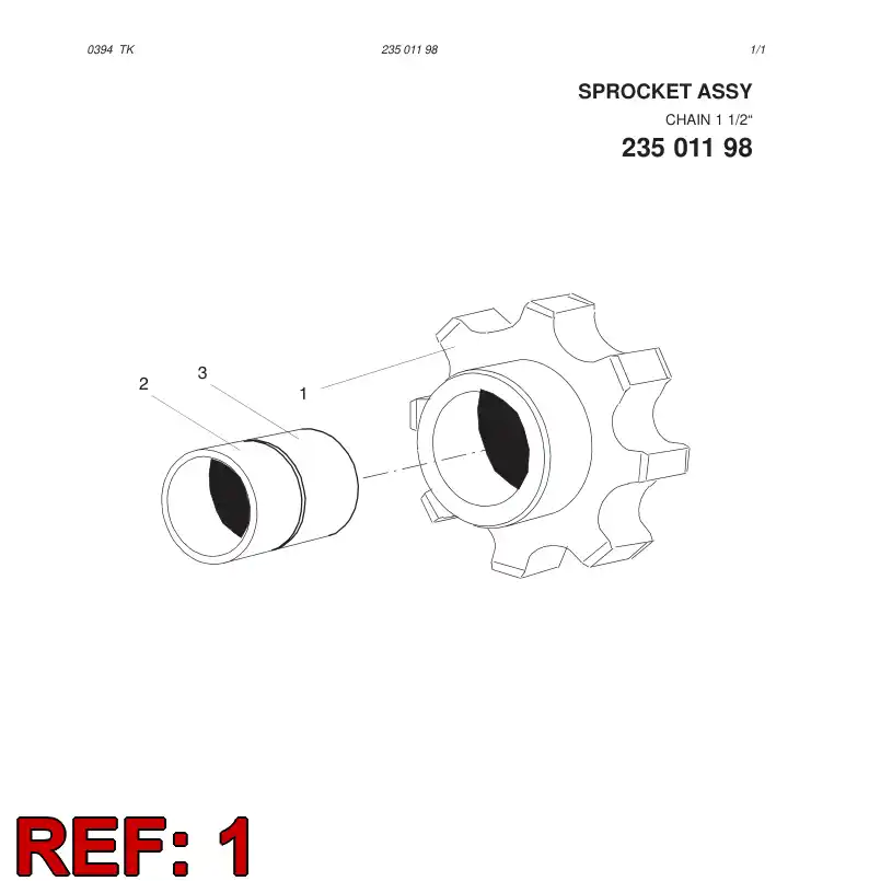 23494158 234 941 58 SPROCKET WHEEL - Sandvik Technical Drawing
