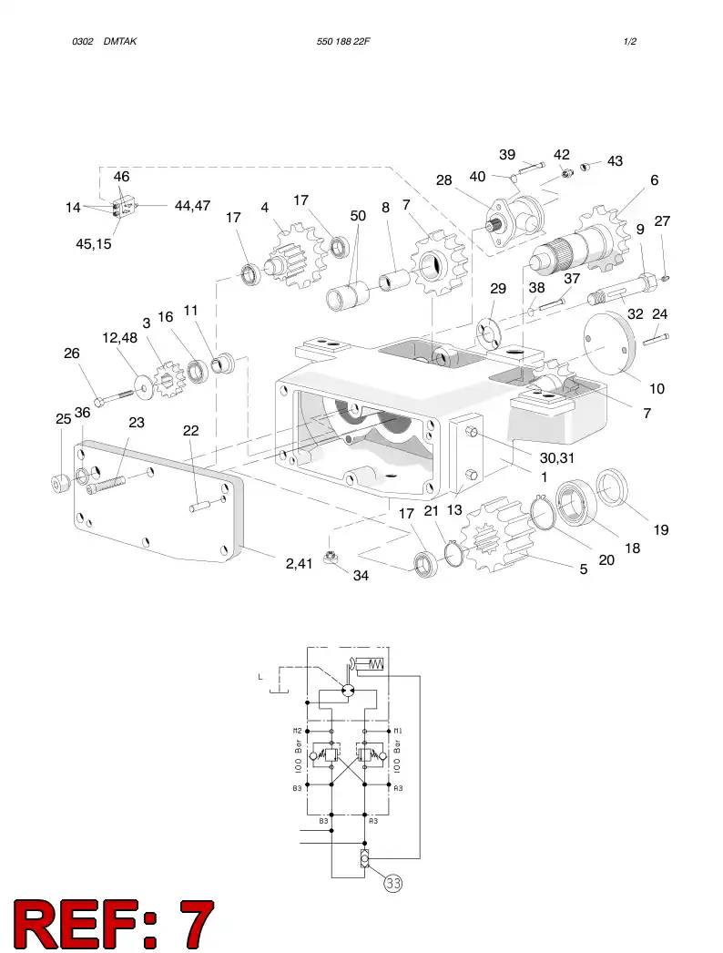 23503238 235 032 38 SPROCKET WHEEL ASSY - Sandvik Technical Drawing