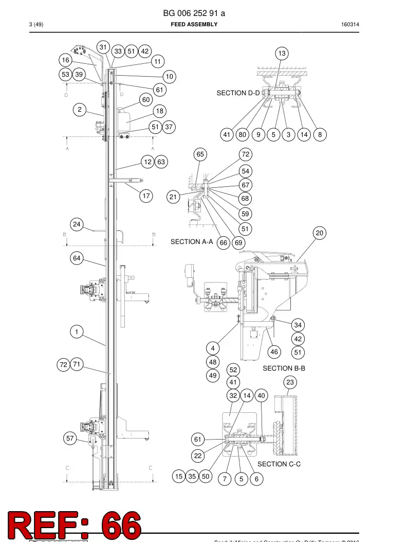 23506398a 235 063 98a Slipper Pad - Sandvik Technical Drawing