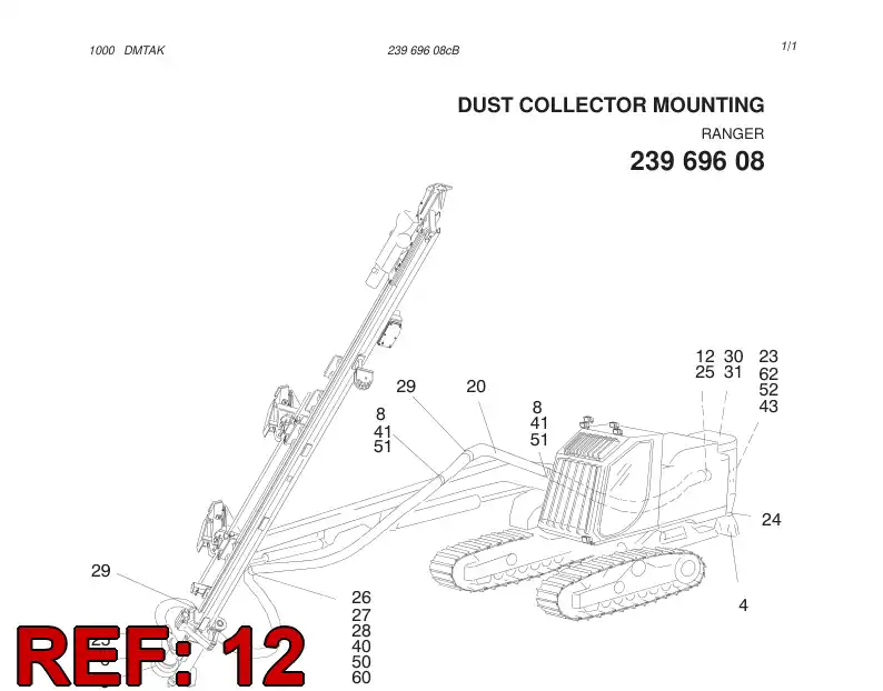23509858 235 098 58 DUSTCOLLECTOR HOSE GROUNDING ASSY - Sandvik Technical Drawing